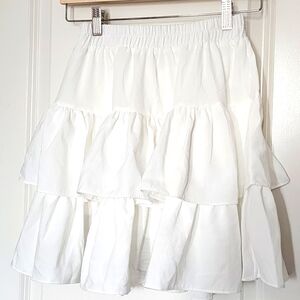 White Ruffle Mini Skirt